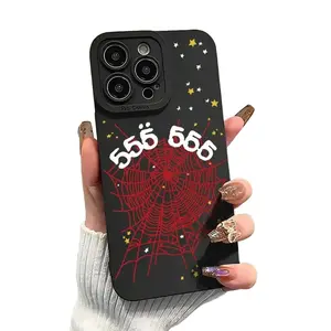555 Lucky Number Spider Web Design Shockproof Protective Phone Case for iPhone 17 15plus 14 13 12 11 Pro Max, Fits Samsung S24 S25 5g Series, Great Gift for Boys and Girls, Accessories, Cover, Casing, Phone Protector
