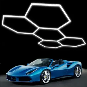 Hexagon Garage Light, Higher Brightness 6500K Daylight LED Honeycomb Ceiling Light, Borderless High Lumen for Car Detailing Workshop Gym, 2026 New