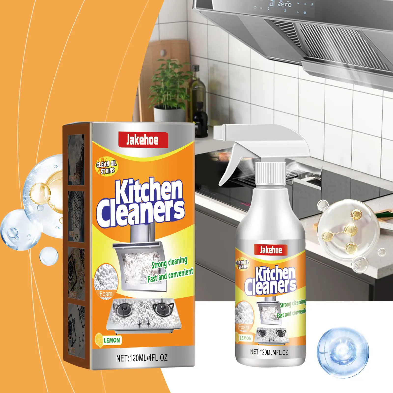 Kitchen Foam Cleaner Removal Kitchen Grease/Stove/Range Hood Stains for Household Kitchen Descaler Spray