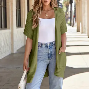 Cardigan Sweaters for womens Lightweight Open Front Pleated Summer Short Sleeve Cardigans Sweater