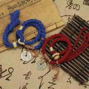 Handmade Good Lucky Tibetan Bracelet Cinnabar Coin Charm Rope Bracelet & Bangles Knots Red Thread Bracelets Original Gifts