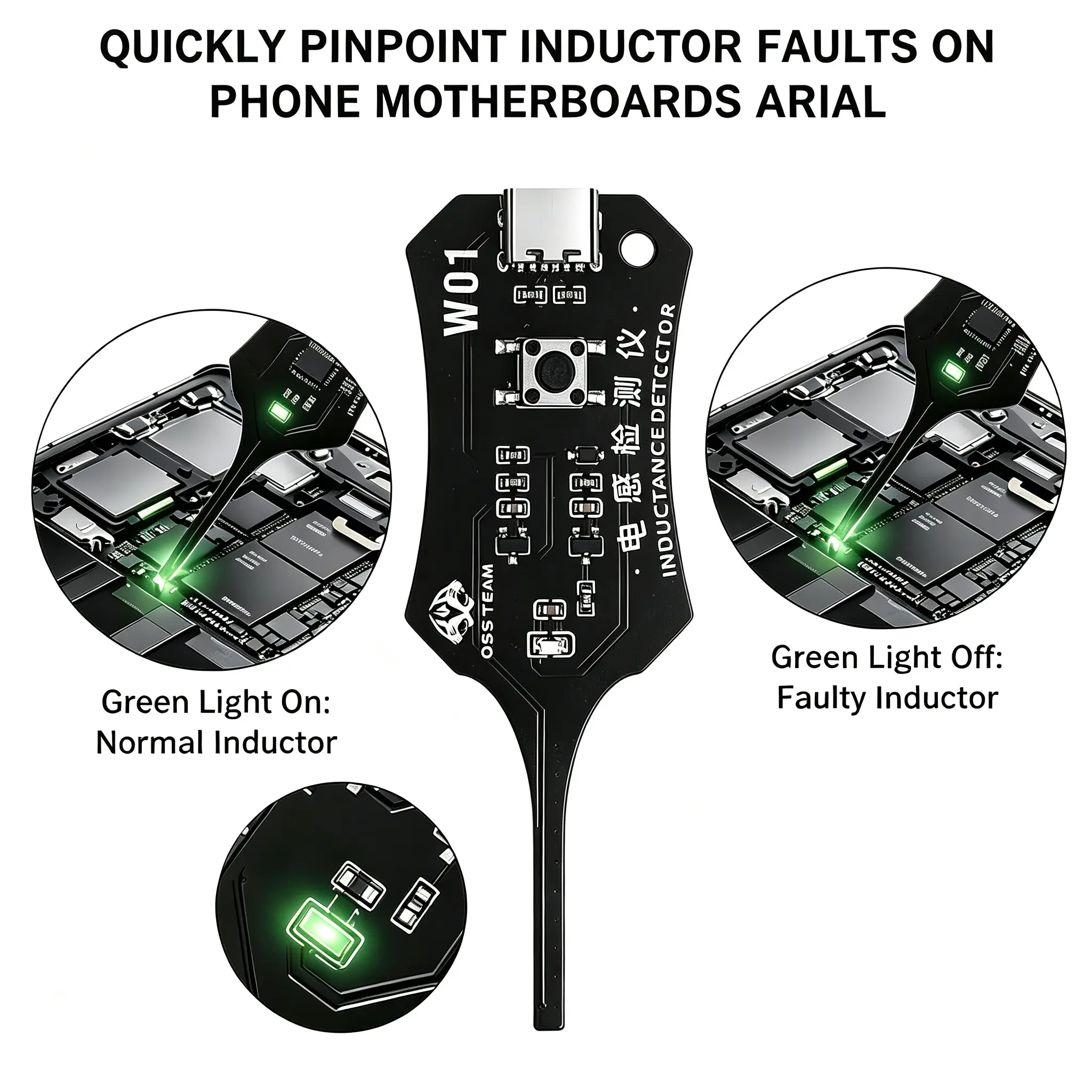 Compact Portable Type-C Powered Electromagnetic Induction Tester - Inductive Sensing Fault Detector for Lamps, Electronic Circuit Boards, On-the-Go Repair for DIY Enthusiasts’ Quick Fault Detection Needs