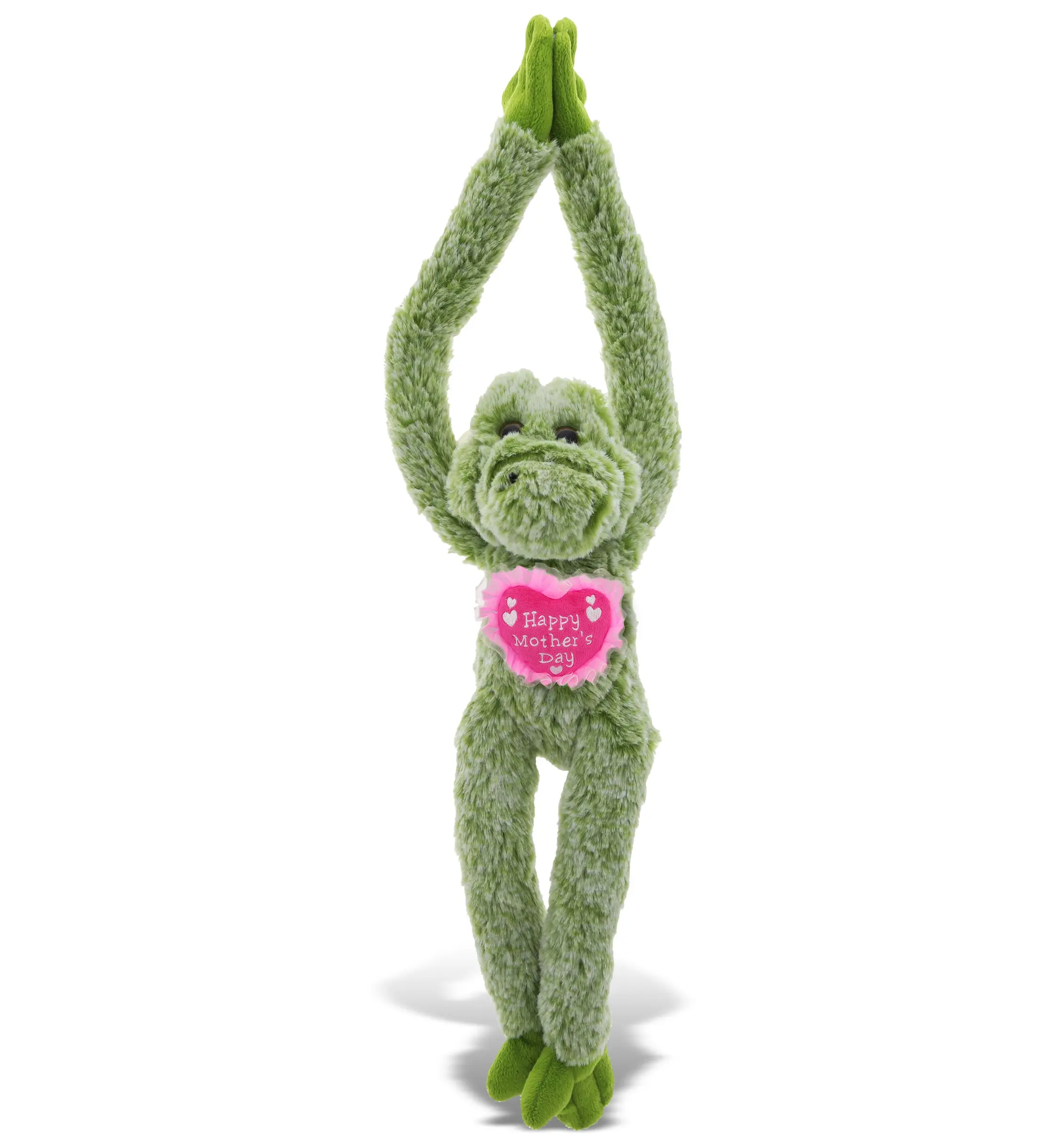 DOLLIBU 21in Hanging Green Alligator Plush Toy - 1 Unisex Super Soft Polyester Fabric Toy with Hook-and-Loop Tape, Long Arms, Embroidery Details, Cold Water Surface Wash, Cute Happy Mother's Day Message Gift, Dry