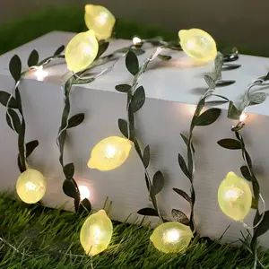 3D Lemon LED String Lights USB/Battery Operated Light String with Remote Timer 10FT 40LEDs Lemon Light Bulbs with Branches Leaves Fairy Lights for Bedroom Birthday Garden Party Decorations