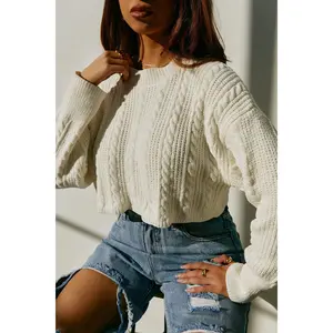 Gracie Knit Crop Sweater - Cream