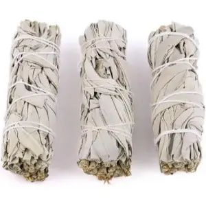 White Sage Smudge Sticks, 3-Pack, 4-Inch Natural Sage Bundles for Cleansing and Purification