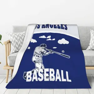 Los Angeles Baseball Flannel Blanket - Suitable for sofas, beds, living rooms, chairs, cars, beaches, travel, outdoor use, bedding for air-conditioned rooms - Rectangular shape, an excellent gift choice for sports enthusiasts