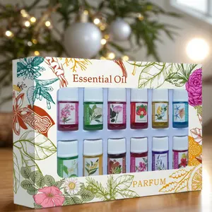 Miniature Liquid Scented Essential Oil Set, 3ML (0.101 Fl. Oz), Includes 12 Sample Bottles with Fruit Floral Scent, Perfect for Candle Making & Diffusers