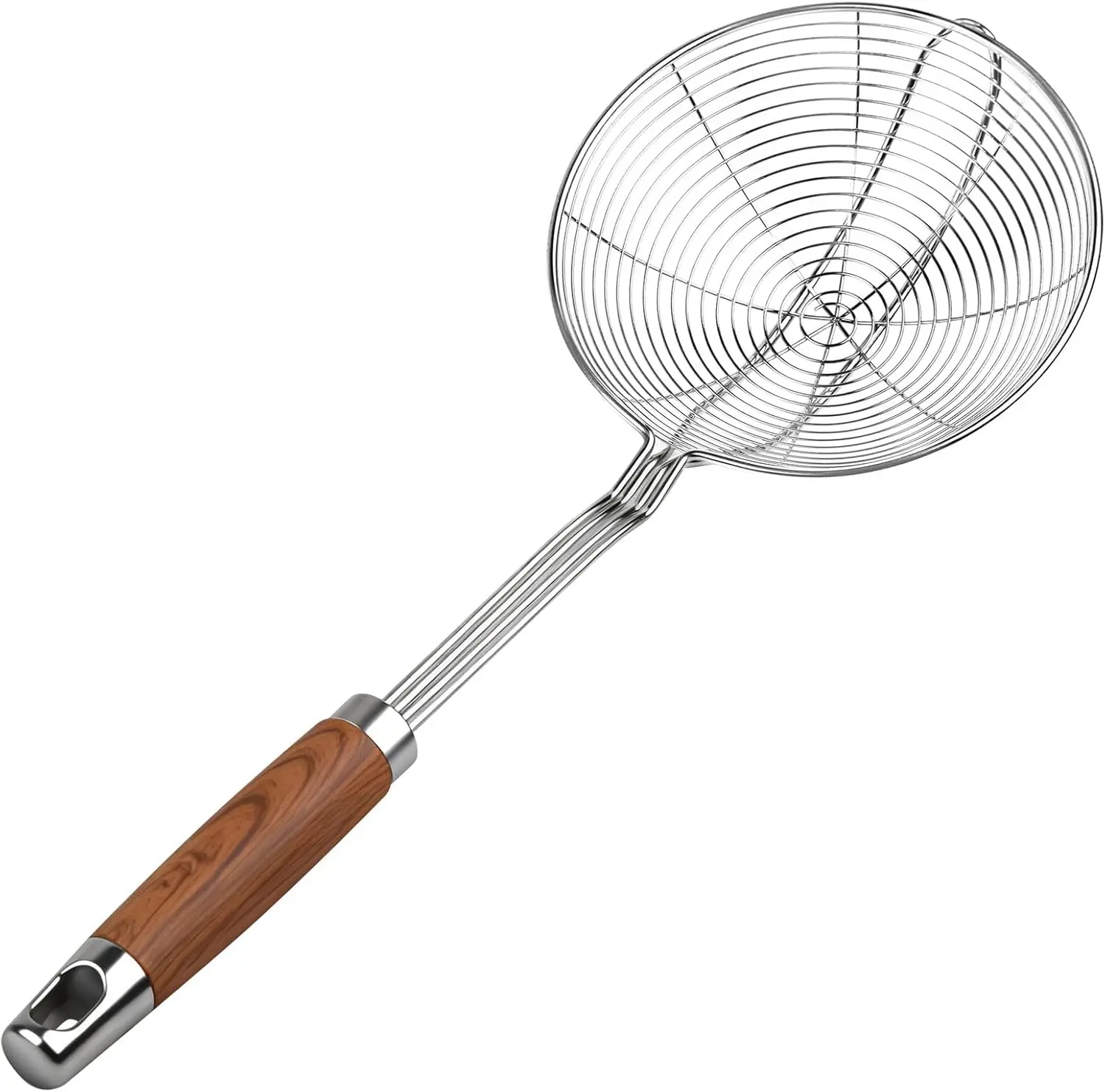 5.3'' Spider Strainer Skimmer Spoon with Handle, Stainless Steel Wire Strainer Ladle for Cooking and Frying Kitchen Untensils Slotted Pasta Spoon, Fryer Scoop