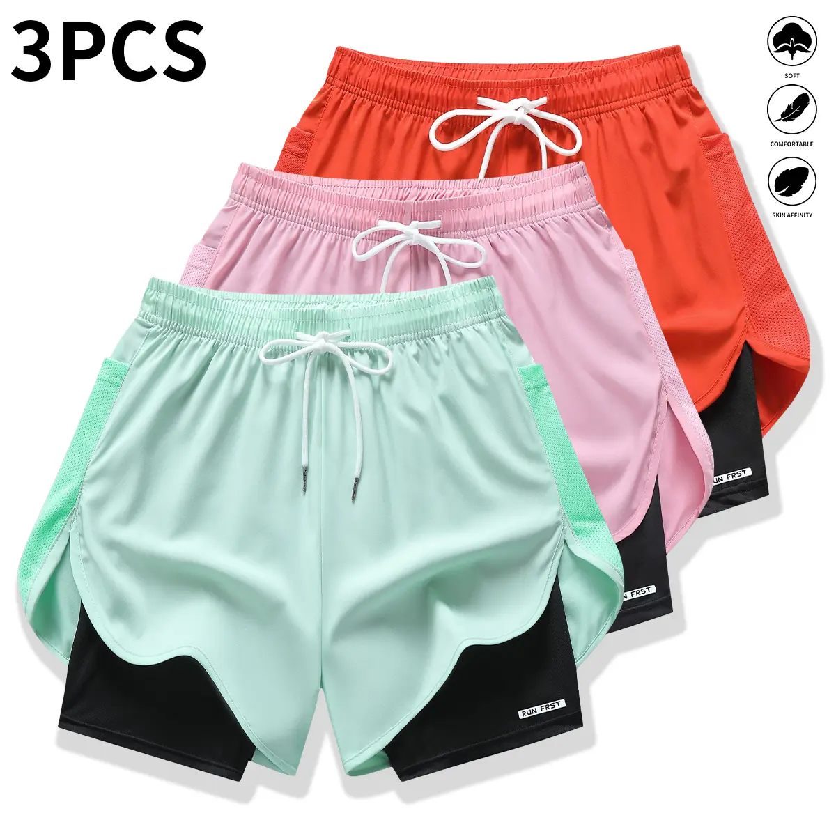 Light green + pink + orange red