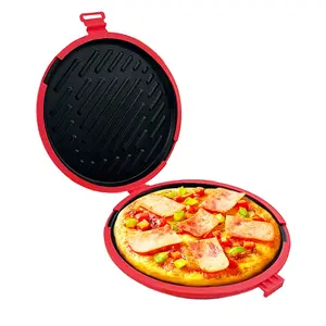 Large Round Microwave Baking Tray, Fits 9 Inch Pizza, Silicone Sandwich Maker, Adjustable Straps, Dishwasher Safe, Oven & Air Fryer Compatible, Non Toxic Bakeware