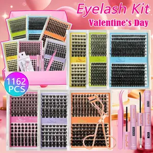 6 Boxes DIY Individual Cluster Eyelash Kit DIY False Eyelashes 10 Different Styels Mixed Length Soft Hair Free Create Lash Styles for Everyday Eye Makeup and Gift Pack for Festival for Family or Friend