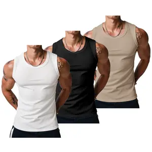 EncoLax Men's Wide Strap Ribbed Tank Top, High Stretch Breathable Muscle Tank, Heavyweight Drapey Fit Gym & Casual Sleeveless Shirt