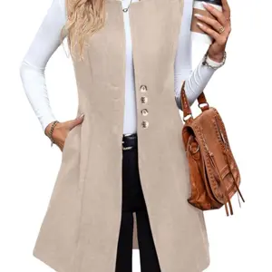 Women's Blazer Vest, 2025 New Quiet Luxury Wool Vest, V Neck Waistcoat, Euro-American Elegant Sleeveless Blazer, Waist-Cinched Slimming Paneled Design, Soft Structured & Textured, Essential for Commute/Dates/Layering/Travel