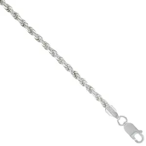 Sterling Silver Diamond Cut Rope 3mm Necklace Bracelet Chain Italian