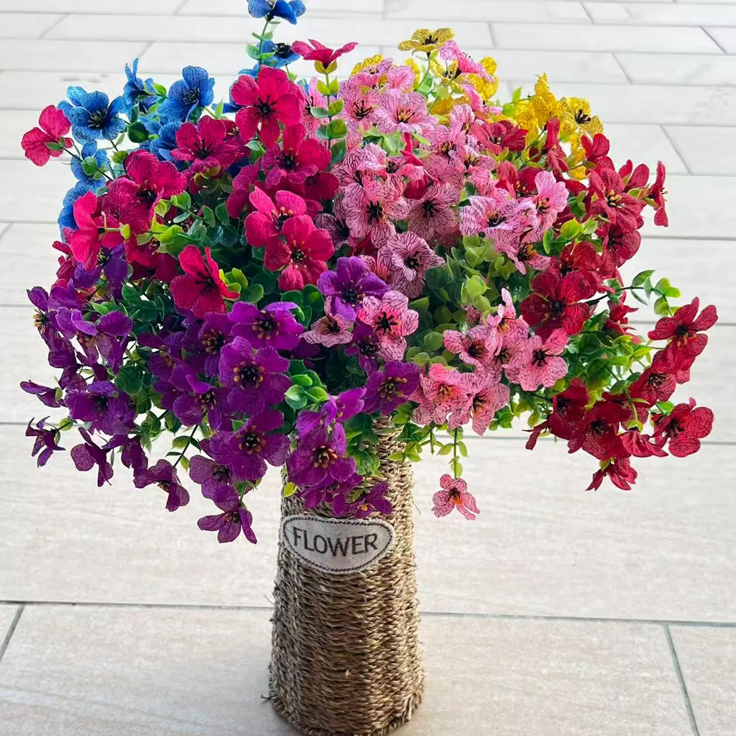 12 Bouquets Outdoor Realistic Flowers, Artificial Silk Flowers, UV Resistant, Fake Plastic Plants, Decorative Faux Flowers, Spring Summer Garden Decor, Home Decoration, Decorative Bouquet