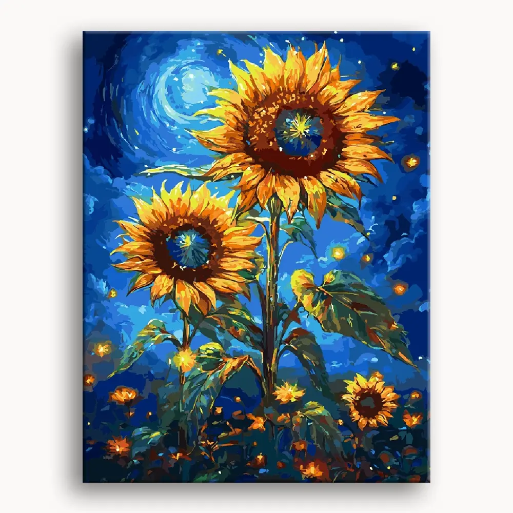 Chasing Sunflowers DIY Paint By Numbers Kit-Framed & Unframed (Easy painting for All Ages) Gift Box Brushes