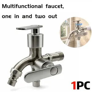 Dual Outlet Outdoor Faucet with Hot and Cold Water Control, Rust-Resistant Metal, G1/2 Thread, for Garden Hose, Kitchen, Patio, RV