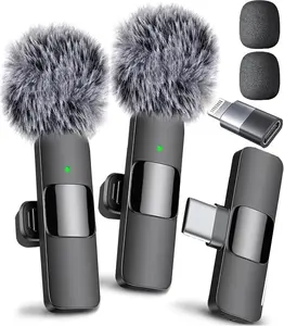 Mini Mic Pro Wireless Microphone 2 Pack for iPhone, iPad, Android - USB-C for ASMR, Podcast, TikTok Audio Portable Bluetooth Compact Lavalier Noise Recording Smartphone