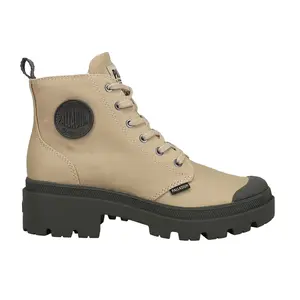 Palladium Womens Pallabase Round Toe Platform Zippered Casual Boots Ankle Mid Heel 2-3" - Beige