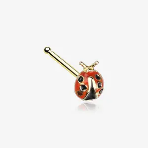 Golden Adorable Dainty Ladybug Nose Stud Ring