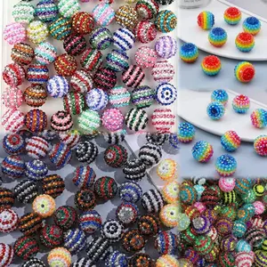 Ltty--P35--20mm Mix Styles Bling Striped Beads 2  pcs per bag