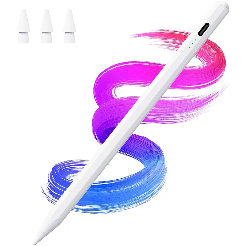 DotFlow Wireless Aluminum Body Active Stylus Pen for Tablet & iPad (2018+), 1.5mm Fine Tip, Palm Rejection, Tilt Sensitivity, USB-C Fast Charging, Magnetic Attachment, Button, Compatible with iPad 2018-2025 Pro Air Mini 10th-11th Gen, BackToSchool