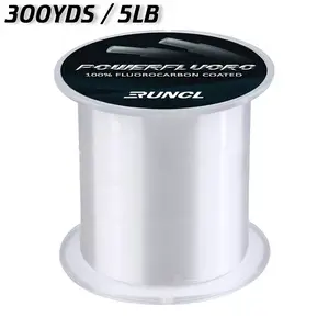 Fluorocarbon Fishing Line, PowerFluoro Clear Ice Fishing Leader Line - Virtually Invisible, Faster Sinking, Extra Sensitivity, 300 yds, 5lb Break Strength, Fishing Gifts