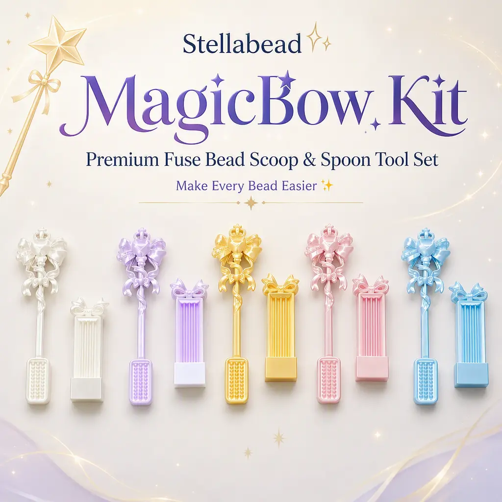 Stellabead MagicBow Kit - Premium Fuse Bead Scoop & Spoon Tool Set, Cute Precision Accessories for Perler Beads, DIY Pixel Art Crafting Projects, Bead Tools