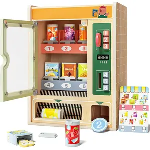 TOP BRIGHT Wooden Vending Machine Play Set, Play Food for Kids,Pretend Play Toys with Wooden Snack Bars and Drink Cans, Montessori Toys for Boys Girls Capybara Gift Age 3+ (Vending Machine)