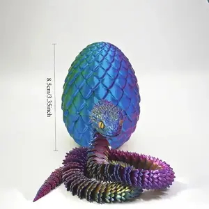3D printed snake egg, animal toy with flexible internal hinges, movable joint surprise egg, desktop home decoration item