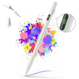 Stylus Pen for iPad 2018-2025, USB-C Fast Charging Pencil with LED Power Display Tilt Sensitivity for Apple iPad A16/11/10/9/8/7/6, Air 7/6/5/4/3/M3/M2, Pro 13"/12.9"/11"/M4, Mini 7/6/5, White