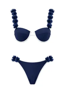 2026 new women’s lace camisole mini bikini two-piece set; fashionable, sexy solid-color low-rise two-piece swimsuit set; holiday casual beach swimwear/onsen wear
