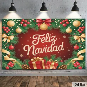 1 PC 2D Flat Polyester Gorgeous Christmas Christmas Backdrop featuring Ornate Patterns, ideal for Studio Use, Graceful Birthday Accent