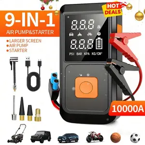 18000mhA Peak 150PSI Jump Starter with Air Compressor, 5 in 1 Function Jump Box Battery Pack, Digital Tire Inflator, Car Battery Charger, Fast Charging USB Output, LED Emergency Lighting, Portable for 10L Gas or 9.0L with EVA Bag for Gifts for Men