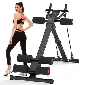 Relife Sports Adjustable Foldable Ab Trainer Machine with LCD Monitor | Home Gym Core, Abs & Waist Shaper | Knee Protection & Resistance/Elastic Bands | Arm, Leg & Buttocks Workout Equipment | Beginner-Friendly
