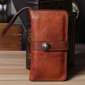 Premium Vintage Leather Wallet with Wrist Strap, Coin Pocket & Card Holder – Unisex