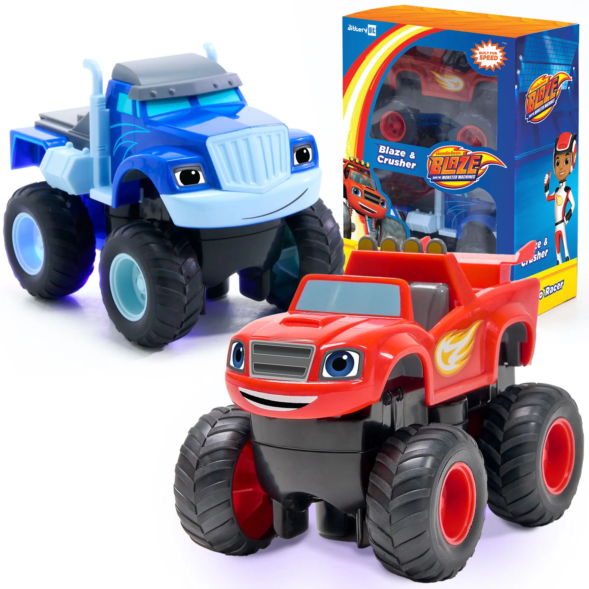 Blaze & Crusher Turbo Racers – Rechargeable Monster Truck 2-Pack, Ages 3+