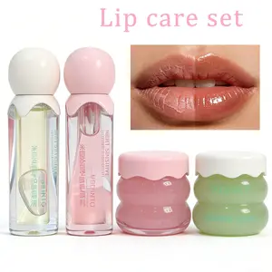 Moisturizing Lip Care Set, 2-Piece Lip Balm & Oil, Hydrating Lip Repair, Winter Exfoliating, Pre-Makeup Use, Stackable with Lipstick