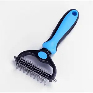 Stainless Steel Double-Sided Pet Detangling Comb - 1 PCS Dog & Cat Grooming Shedding Brush, Fur Removal Tool, Grooming Accessories with Optimal Blade Spacing for Matting Reduction