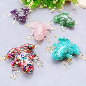 Handcrafted Crystal Glue Frog, Solid Crystal Frog Craft, Home Interior Decor, Unique Crystal Gift for Gifting and Display