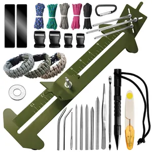 Paracord Bracelets Jig Kit Professional Paracord Jig and Tools DIY Kit with Paracord Needle Set ​and Random Colors Paracords (Olive Green)