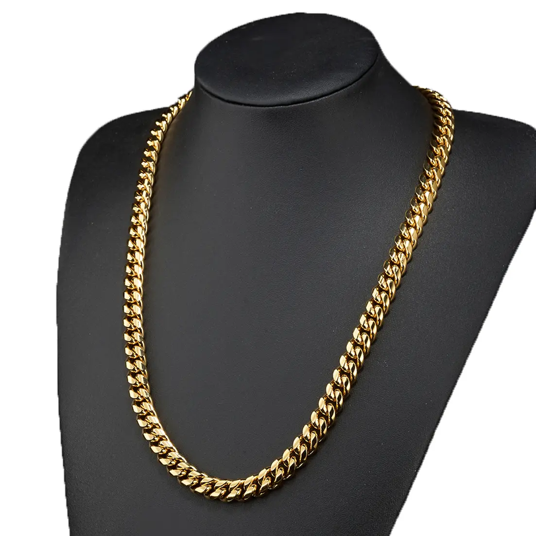14K/18K Vacuum-gold Plated whimsical Hip Hop Jewelry Stainless Steel Miami Cuban Link Chain herringbone Necklace or Bracelet Fashion Accessory Men Women unisex Monaco italy Mexico & Micro Promise chains for Husband Boyfriend Valentines Birthday Gift