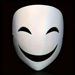Anime-Themed Full Face Mask Set, 10pcs Halloween Costumes, Unisex Ghostly Smile Design, Perfect for Horror Cosplay Parties, Party Accessories