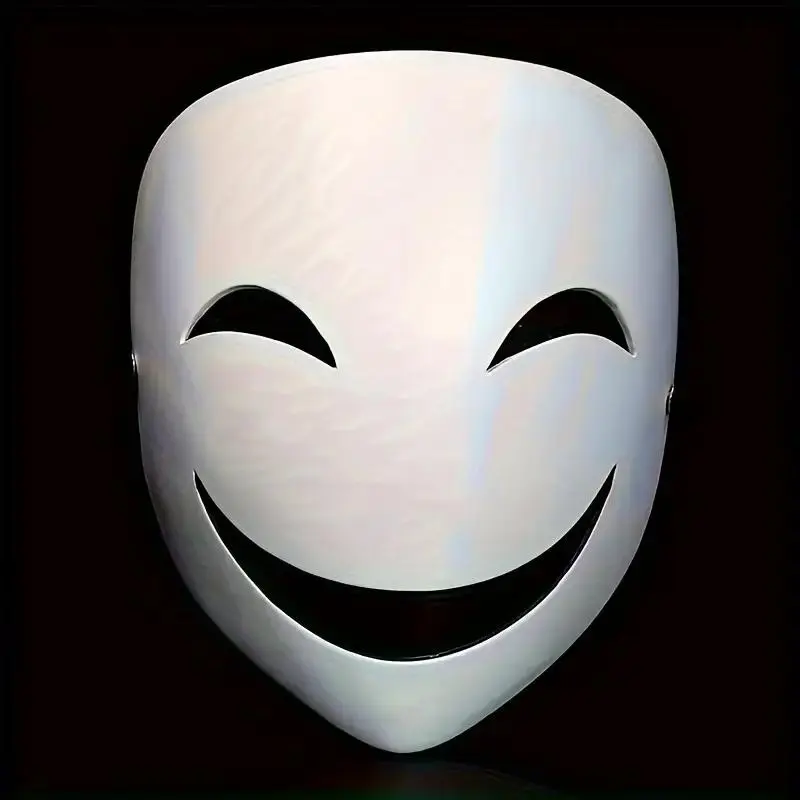 Anime-Themed Full Face Mask Set, 10pcs Halloween Costumes, Unisex Ghostly Smile Design, Perfect for Horror Cosplay Parties, Party Accessories