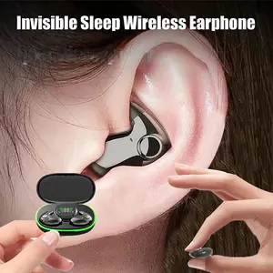Ultra thin wireless sleep earphones, invisible Bluetooth compatible sleep earphones with noise reduction and sound insulation design, comfortable electronic earphones, gifts for friends, Black