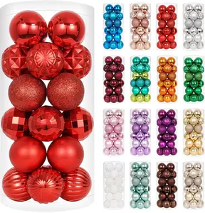 24ct Christmas Ornaments Shatterproof Christmas Ball Ornaments Set Decorations for Xmas Tree Balls 40mm/1.57" (1.57'', Red)