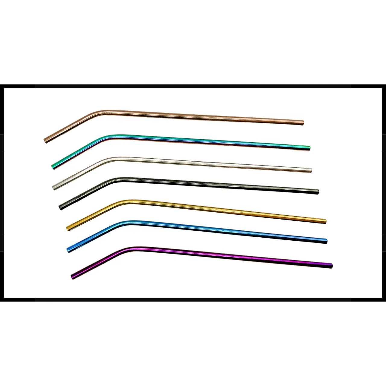 5 Pack | Reusable | Stainless Steel Curve Bent Straws | Colorful | 20 oz Straws