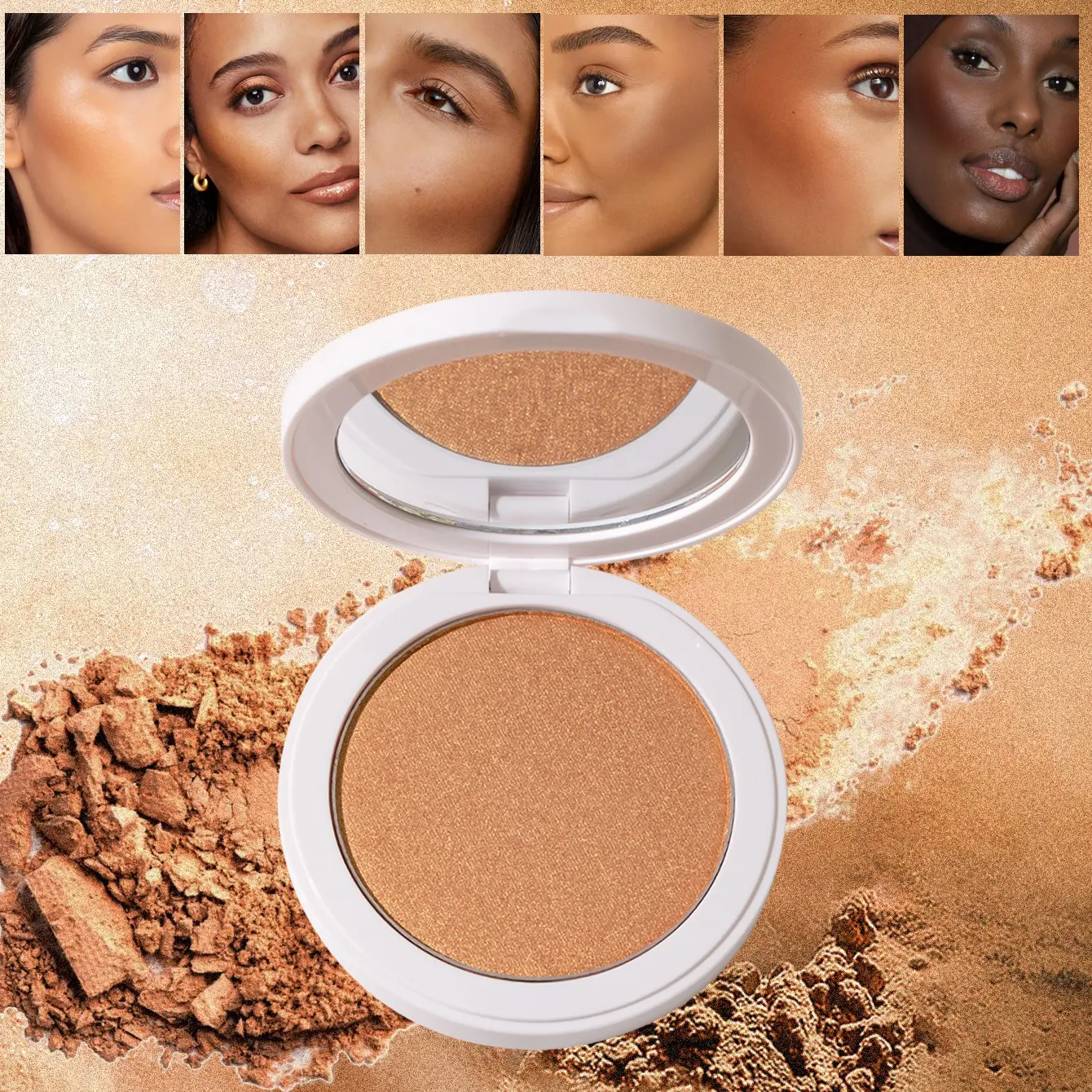 Heci Beauty Matte Bronzer Compact Powder, Lightweight Face Bronzer with Mirror, Blendable Contour & Sculpting Powder, Natural Sun Kissed Glow Makeup for All Skin Types, Bronzing Powders