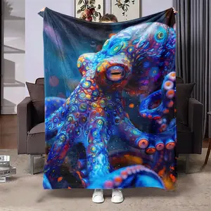 Octopus Pattern Blanket, Soft Throw Blanket, Air-Conditioned Room Blanket, Warm Nap Blanket For Home Office Travel Camping